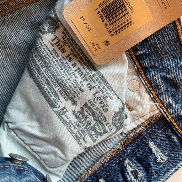 Levi's 501 Original Fit Womens Jeans Medium Wash Denim Patchwork‎ Size 25x30 NWT - Picture 9 of 11